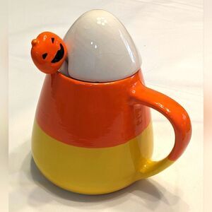 Halloween Candy Corn Mug With Lid And Jack O Lanter Spoon Set Of 8